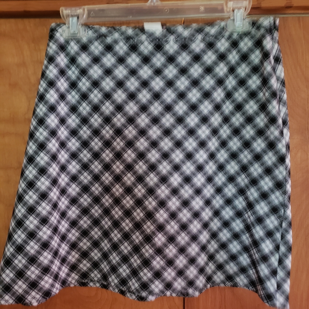 Plaid Mini Skirt - Black and White